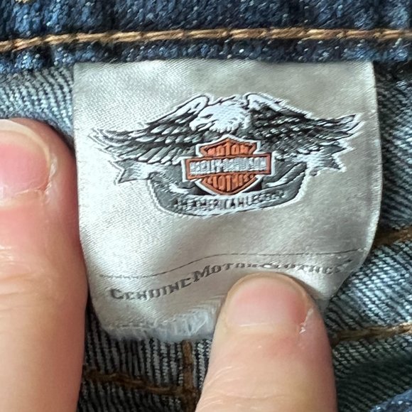 Gently Worn Harley-Davidson Jeans Low Rise Boot Cut Embroidered Y2K Medium Wash - Picture 7 of 15